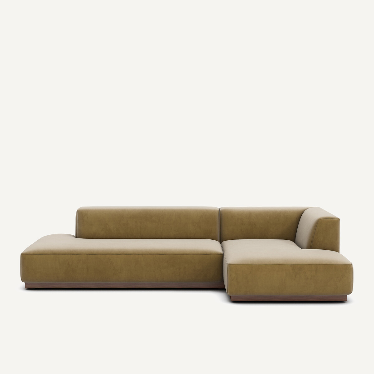 Γωνιακός δεξιός καναπές XL με βελούδινη ταπετσαρία Μ152xΠ282xΥ67cm