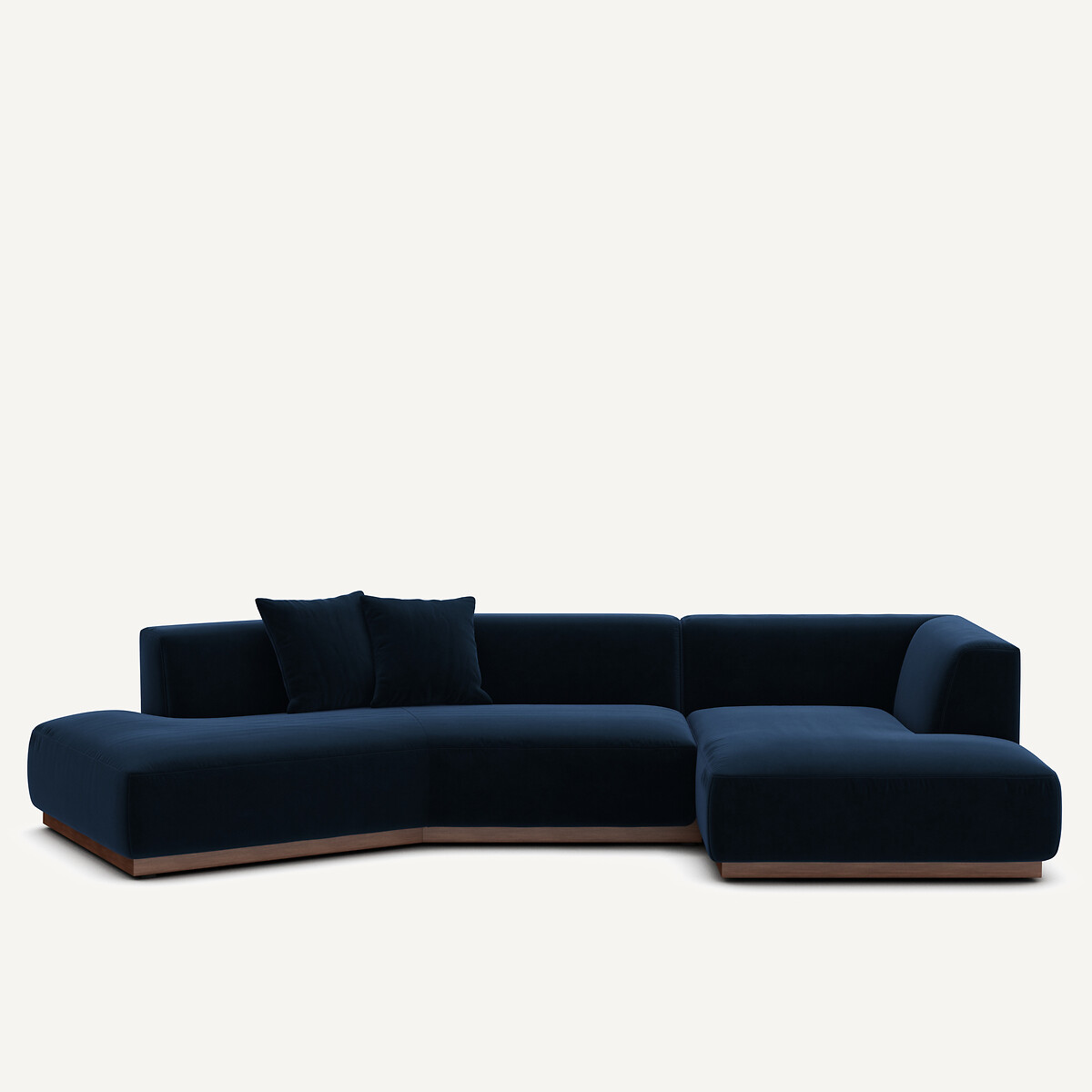 Γωνιακός δεξιός καναπές Ανοιχτό με βελούδινη ταπετσαρία Μ152xΠ323xΥ67cm