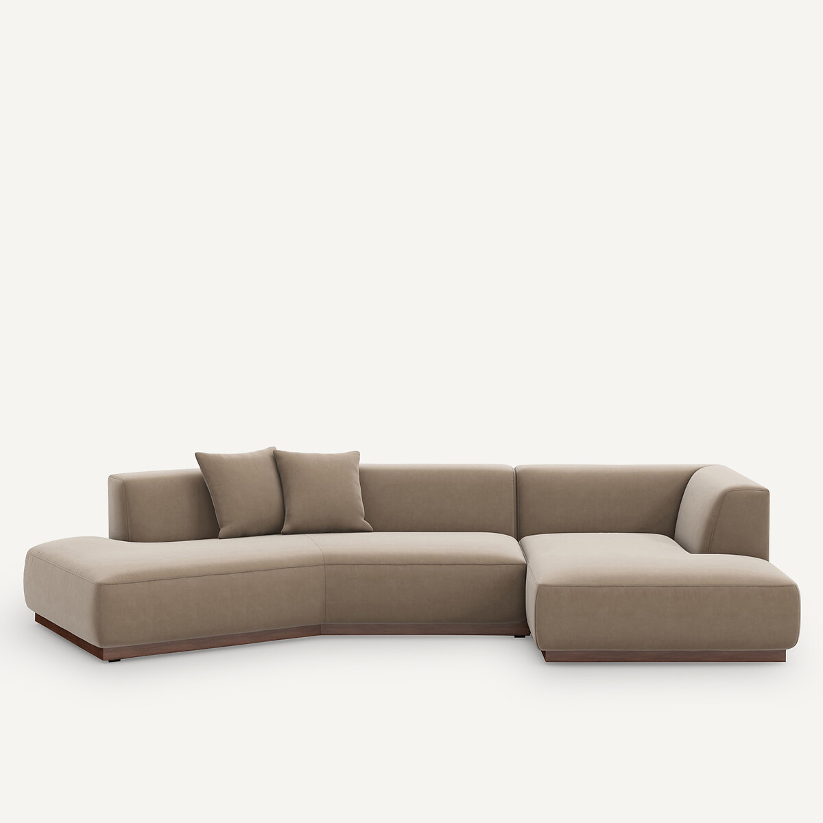 Γωνιακός δεξιός καναπές Ανοιχτό με βελούδινη ταπετσαρία Μ152xΠ323xΥ67cm