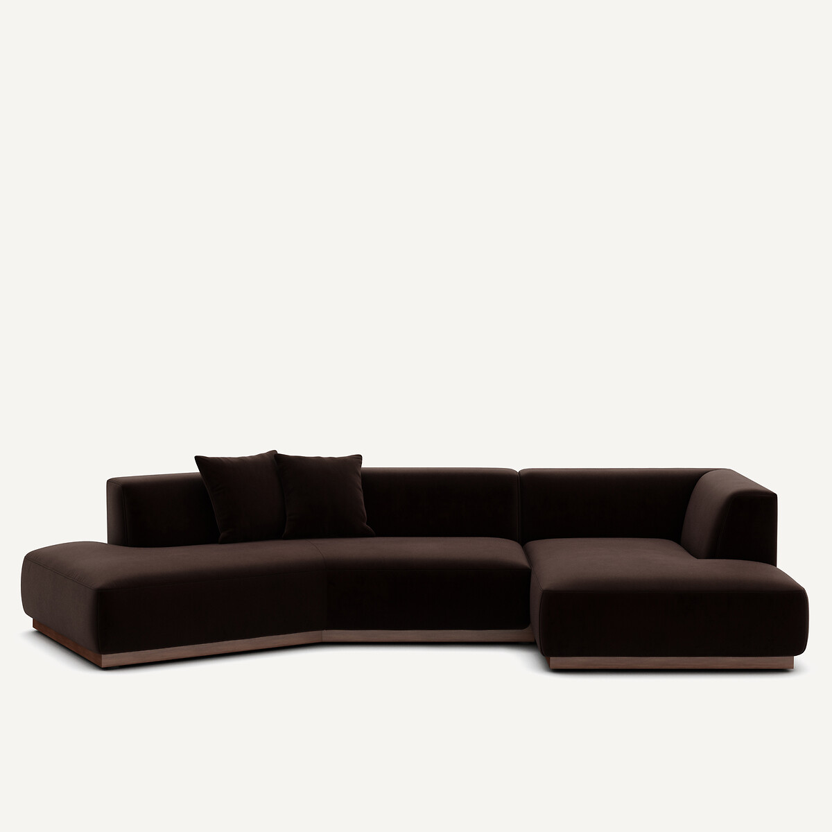 Γωνιακός δεξιός καναπές Ανοιχτό με βελούδινη ταπετσαρία Μ152xΠ323xΥ67cm