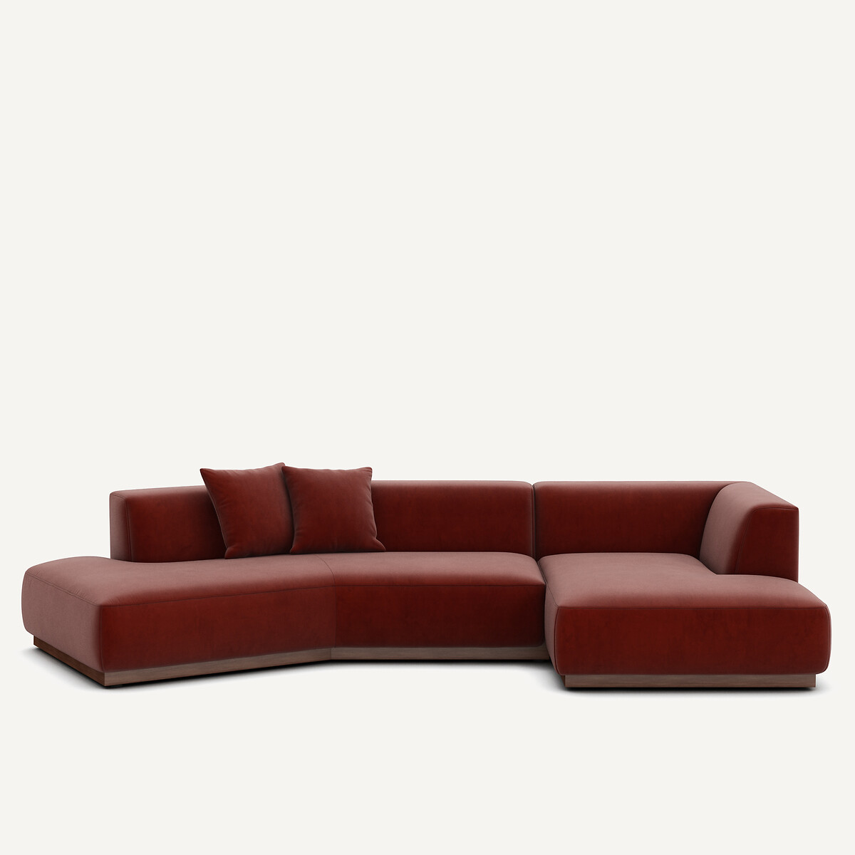 Γωνιακός δεξιός καναπές Ανοιχτό με βελούδινη ταπετσαρία Μ152xΠ323xΥ67cm