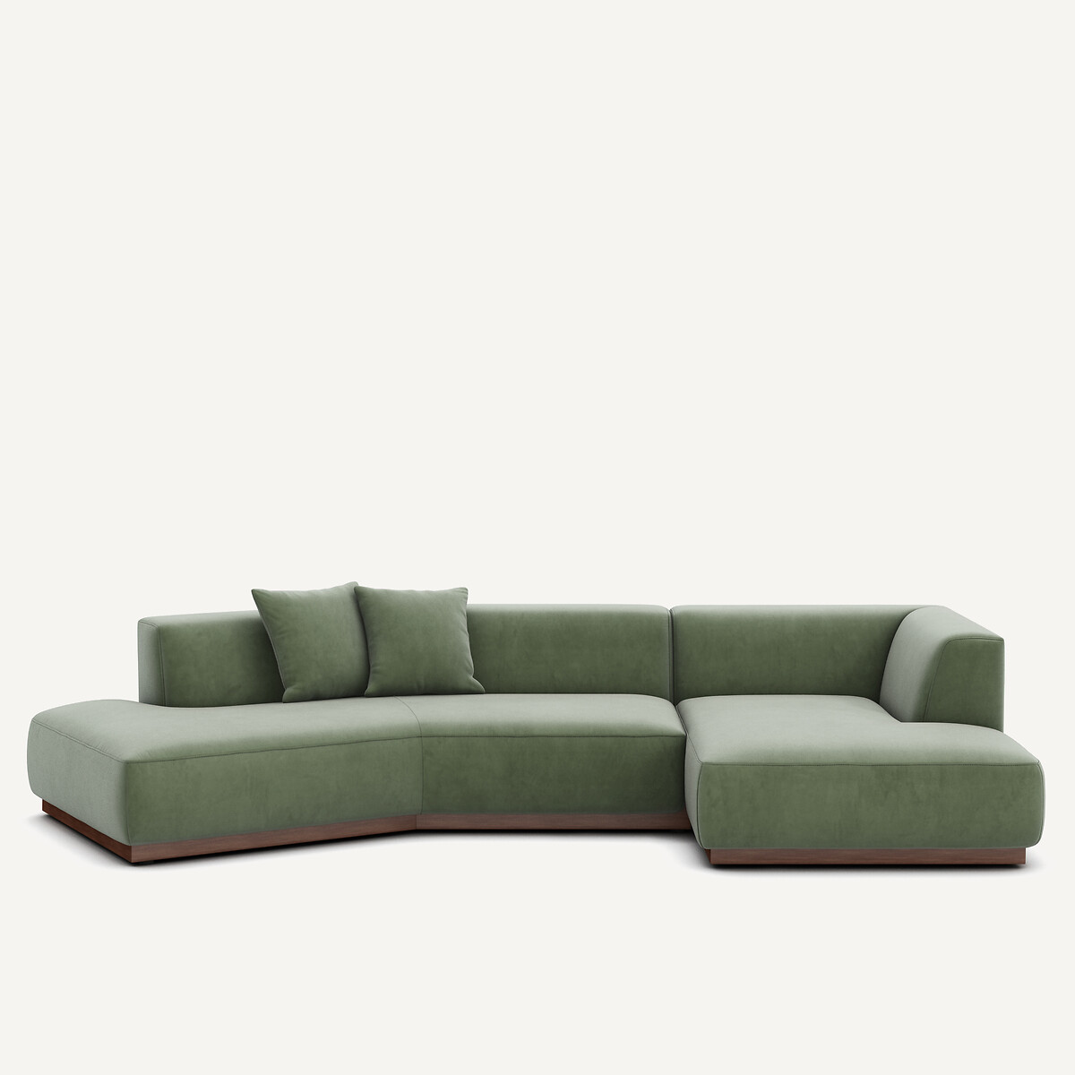 Γωνιακός δεξιός καναπές Ανοιχτό με βελούδινη ταπετσαρία Μ152xΠ323xΥ67cm