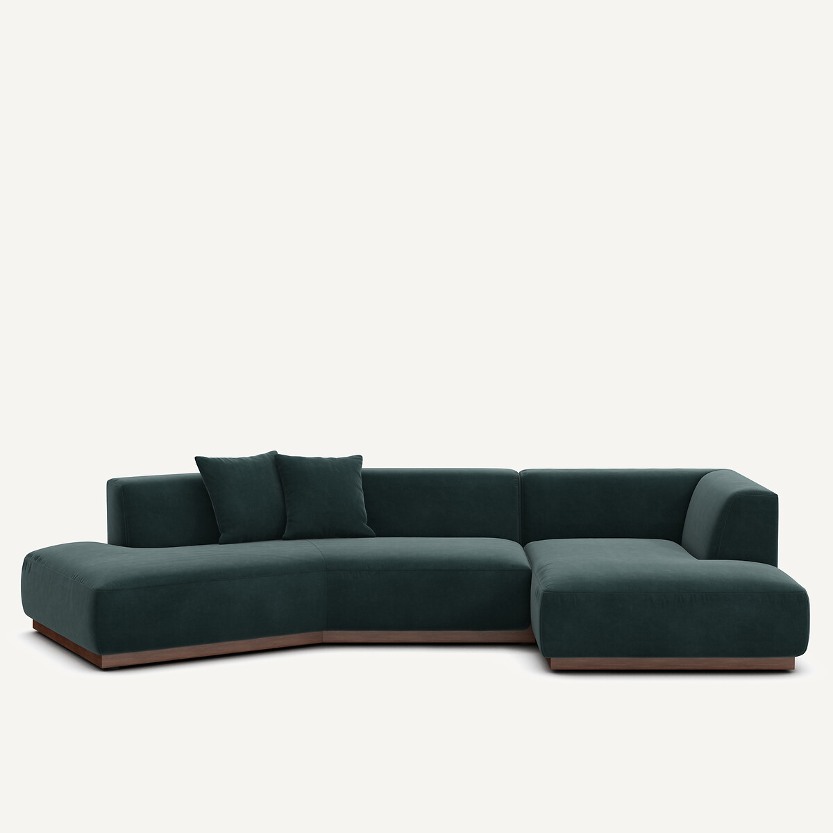 Γωνιακός δεξιός καναπές Ανοιχτό με βελούδινη ταπετσαρία Μ152xΠ323xΥ67cm