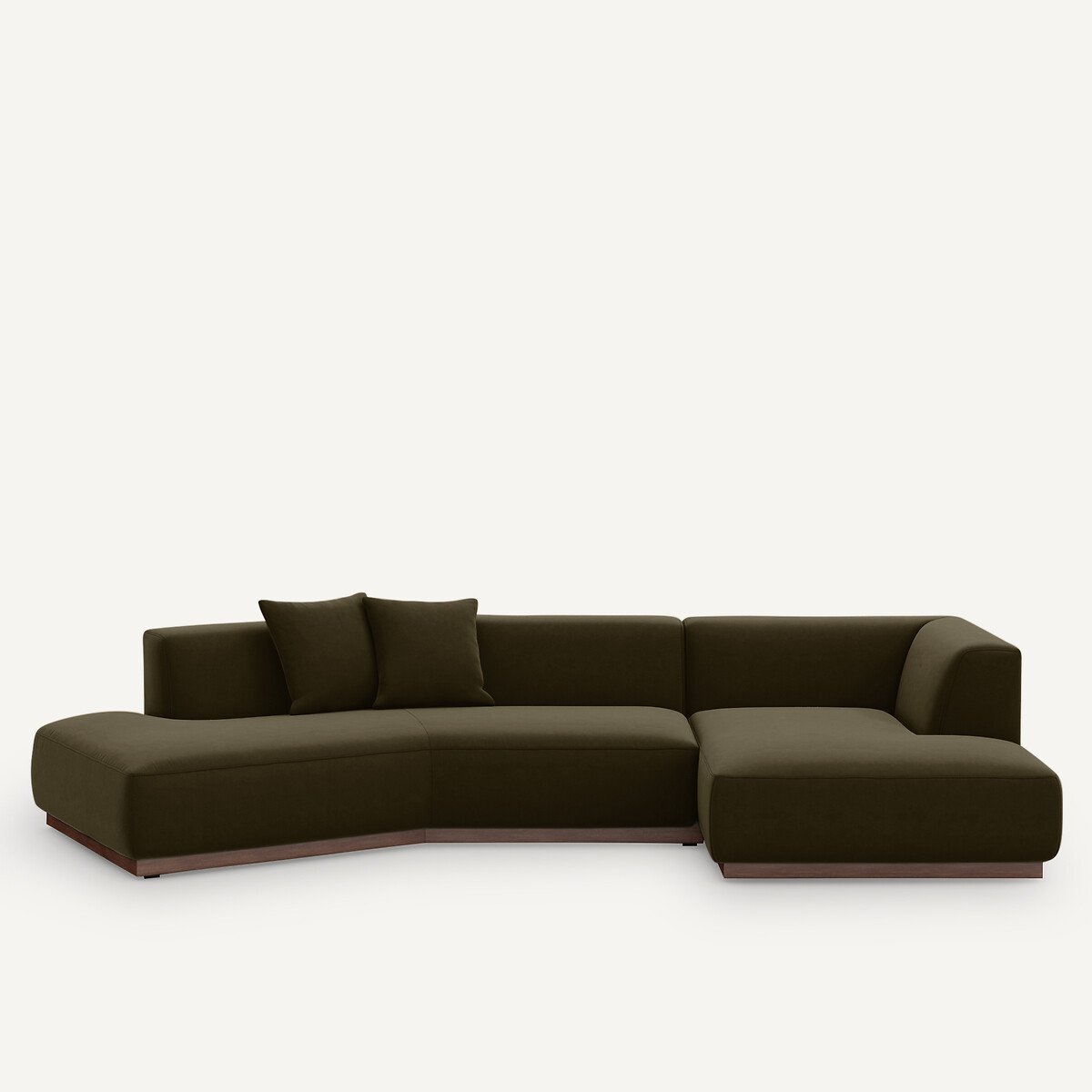 Γωνιακός δεξιός καναπές Ανοιχτό με βελούδινη ταπετσαρία Μ152xΠ323xΥ67cm