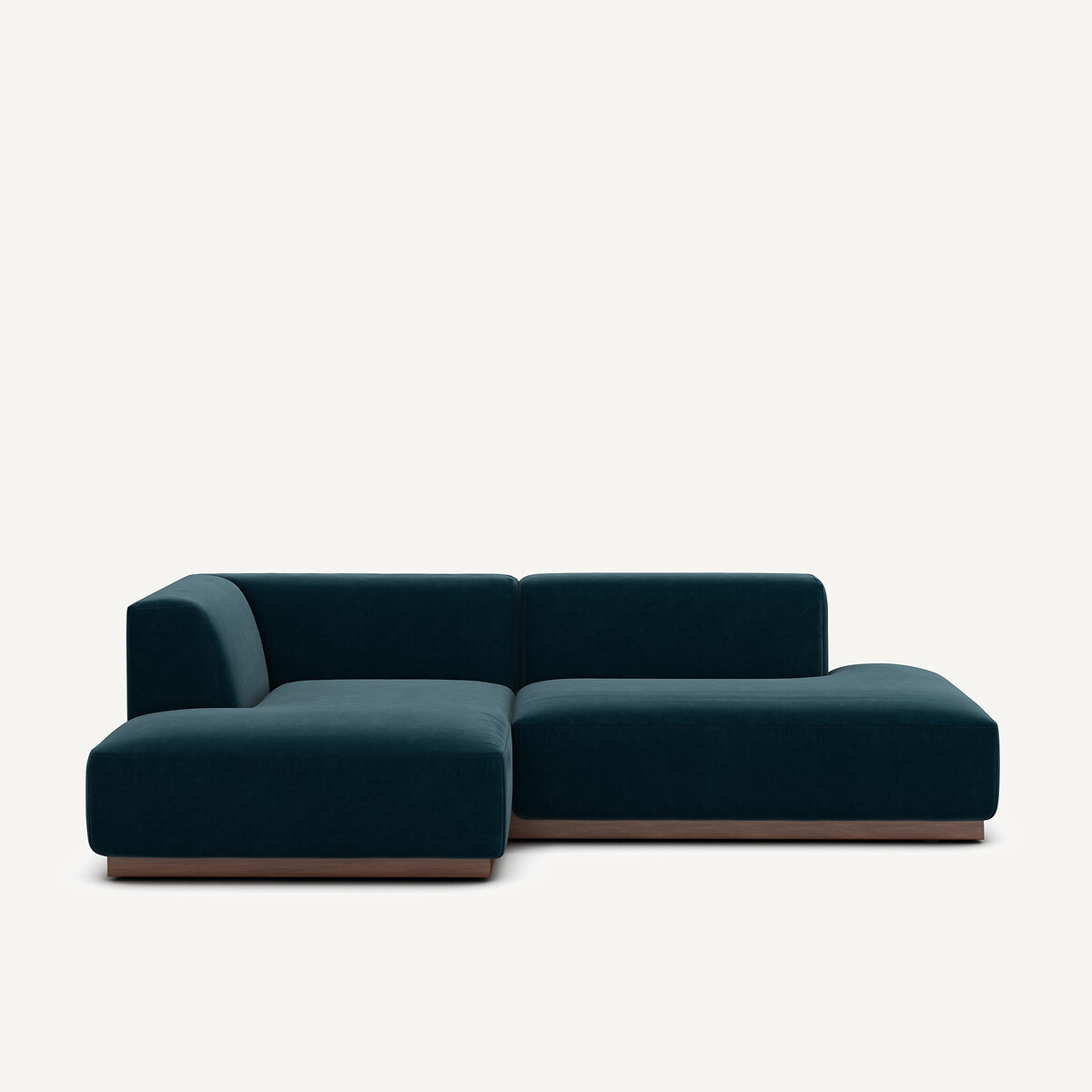 Γωνιακός αριστερός καναπές με βελούδινη ταπετσαρία Μ152xΠ232xΥ67cm