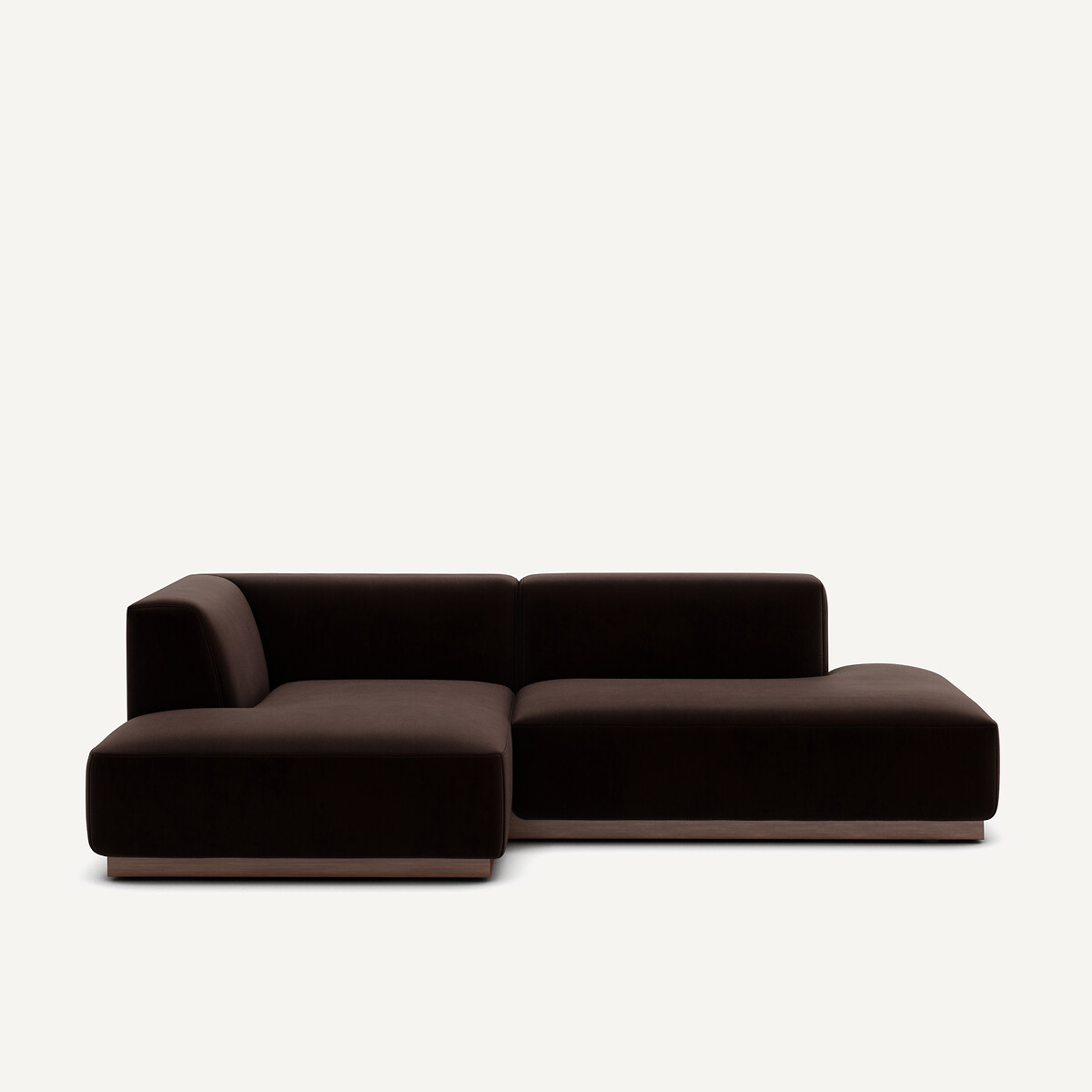 Γωνιακός αριστερός καναπές με βελούδινη ταπετσαρία Μ152xΠ232xΥ67cm