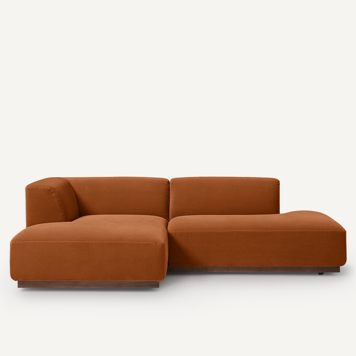 Γωνιακός αριστερός καναπές με βελούδινη ταπετσαρία Μ152xΠ232xΥ67cm