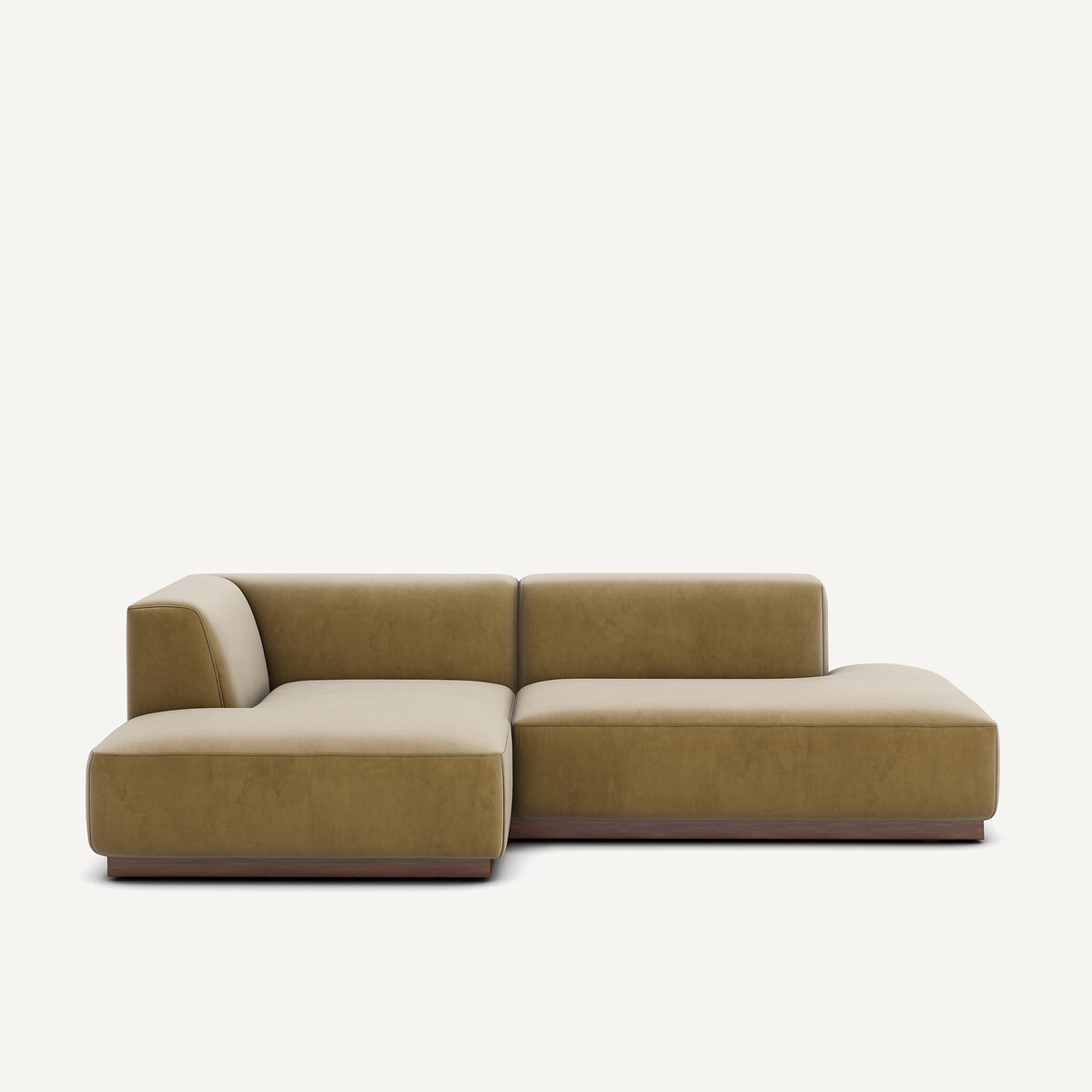 Γωνιακός αριστερός καναπές με βελούδινη ταπετσαρία Μ152xΠ232xΥ67cm