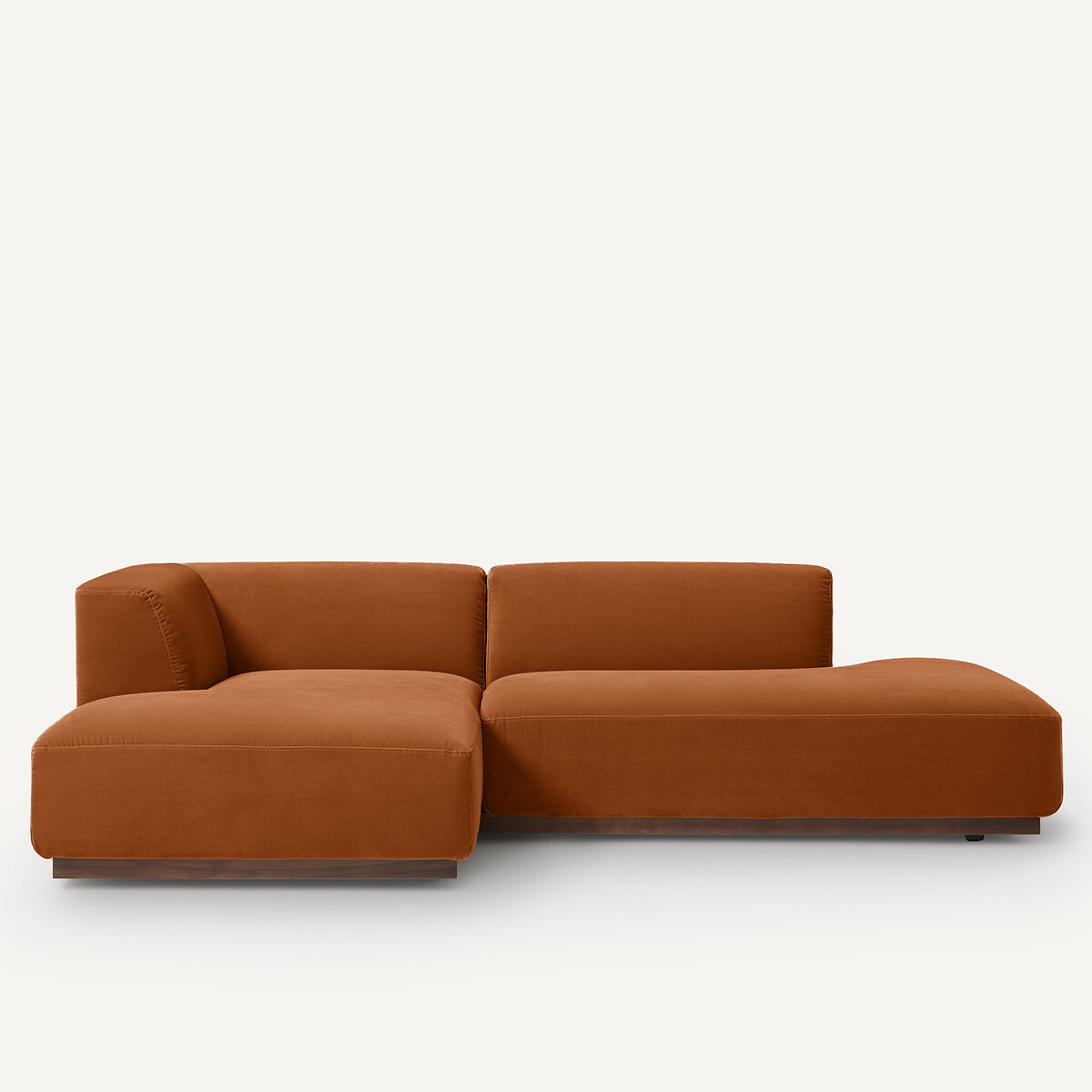 Γωνιακός αριστερός καναπές XL με βελούδινη ταπετσαρία Μ152xΠ282xΥ67cm