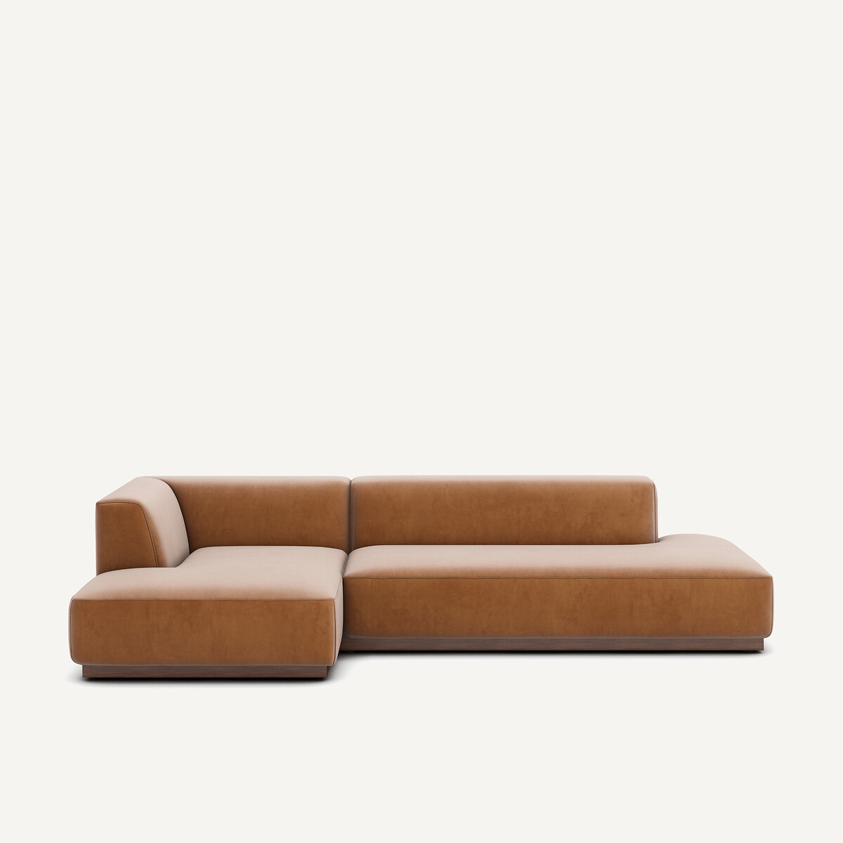 Γωνιακός αριστερός καναπές XL με βελούδινη ταπετσαρία Μ152xΠ282xΥ67cm