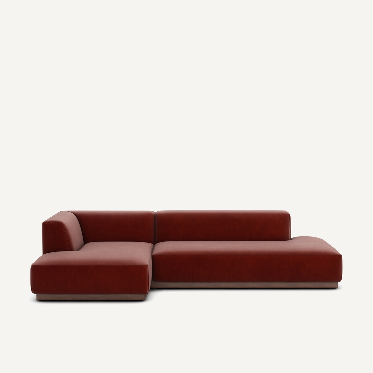 Γωνιακός αριστερός καναπές XL με βελούδινη ταπετσαρία Μ152xΠ282xΥ67cm