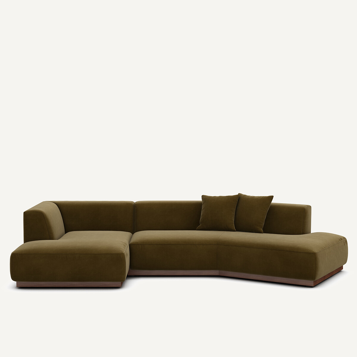 Γωνιακός αριστερός καναπές με βελούδινη ταπετσαρία Μ152xΠ323xΥ67cm