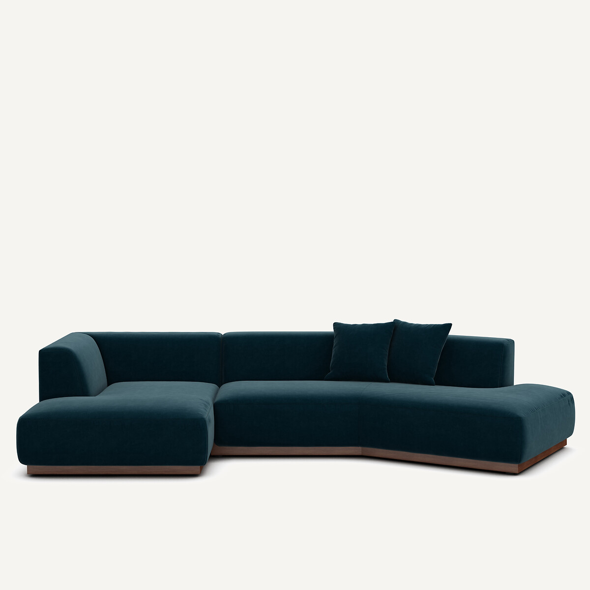 Γωνιακός αριστερός καναπές με βελούδινη ταπετσαρία Μ152xΠ323xΥ67cm