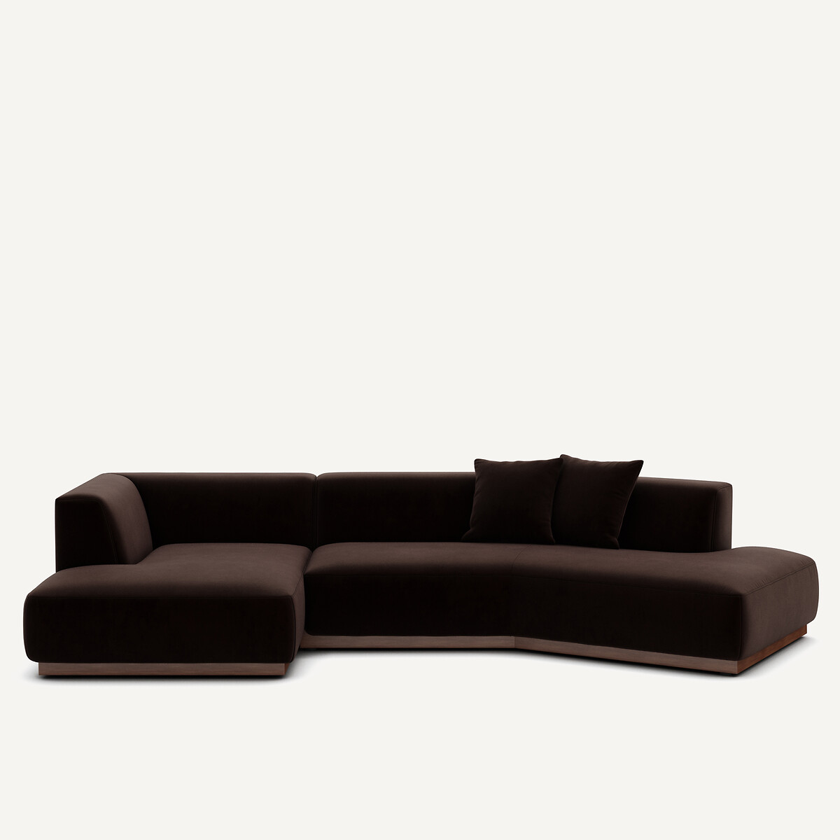 Γωνιακός αριστερός καναπές με βελούδινη ταπετσαρία Μ152xΠ323xΥ67cm