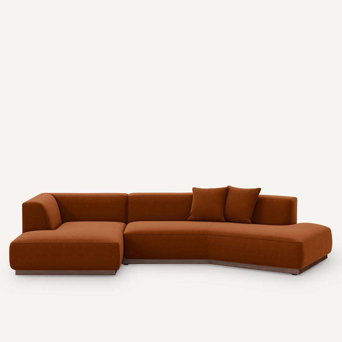 Γωνιακός αριστερός καναπές με βελούδινη ταπετσαρία Μ152xΠ323xΥ67cm