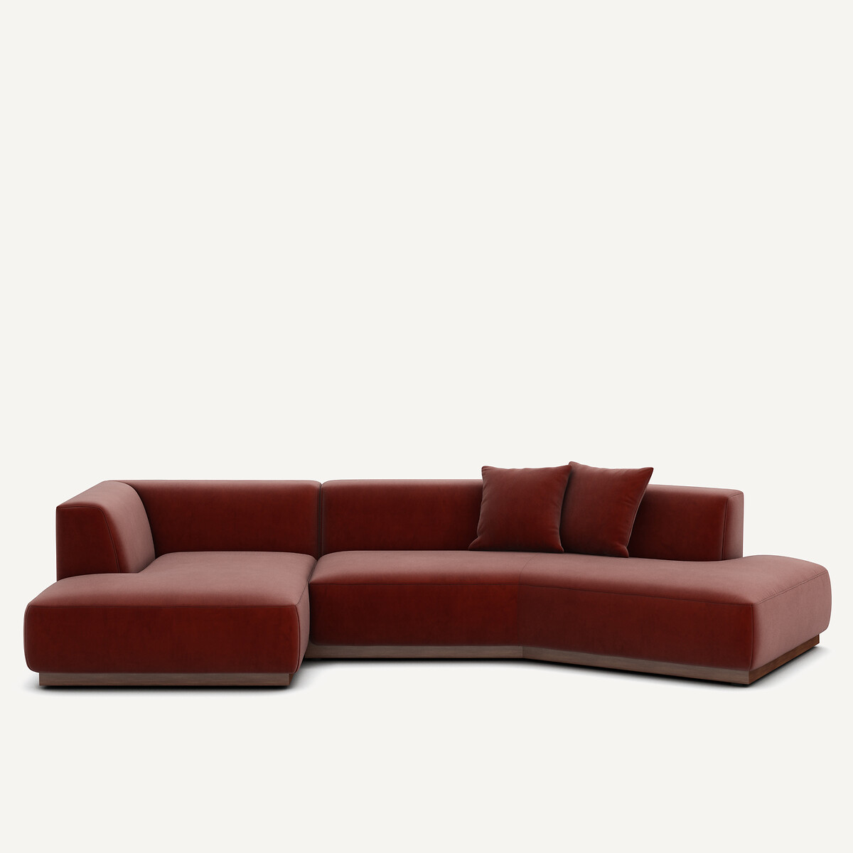 Γωνιακός αριστερός καναπές με βελούδινη ταπετσαρία Μ152xΠ323xΥ67cm