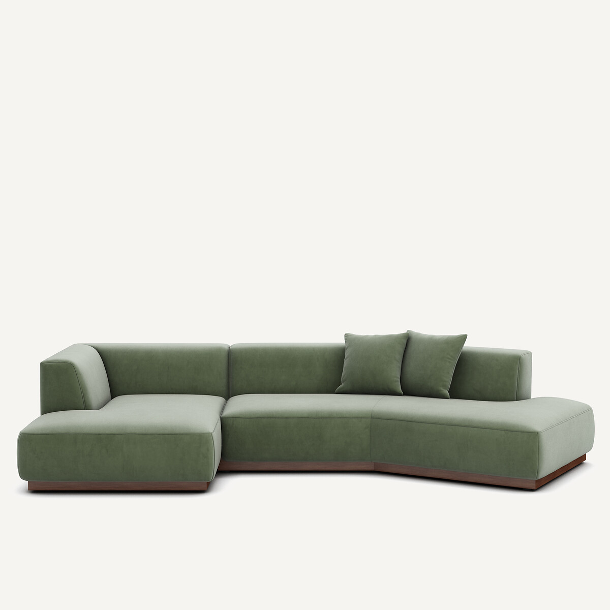 Γωνιακός αριστερός καναπές με βελούδινη ταπετσαρία Μ152xΠ323xΥ67cm