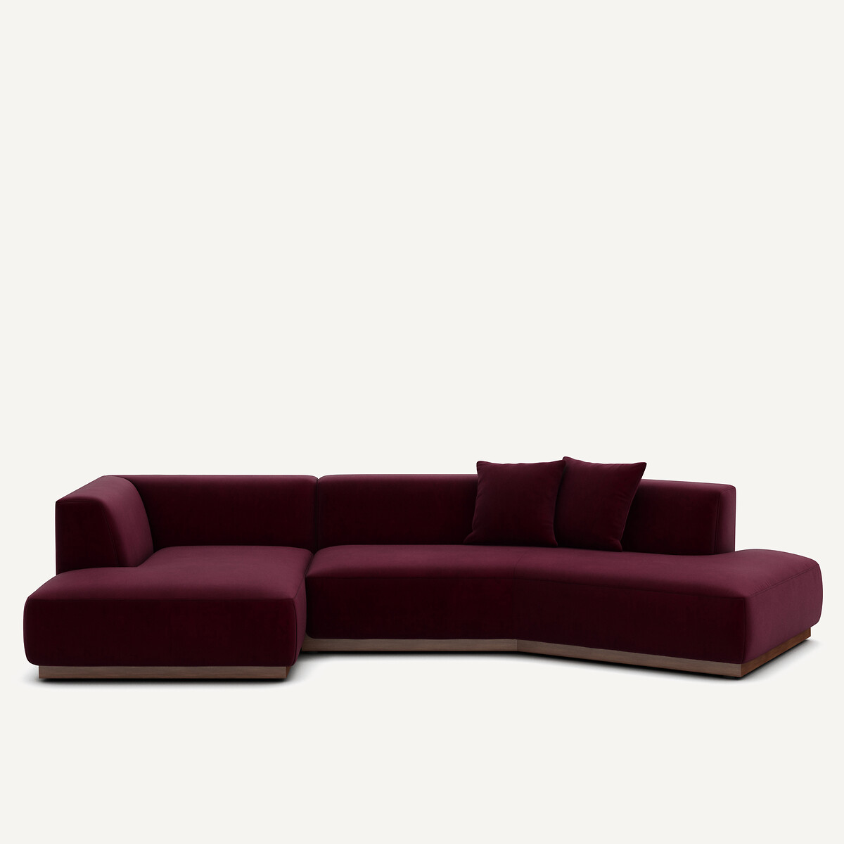 Γωνιακός αριστερός καναπές με βελούδινη ταπετσαρία Μ152xΠ323xΥ67cm