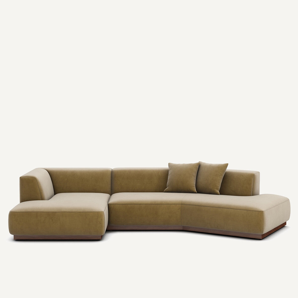 Γωνιακός αριστερός καναπές με βελούδινη ταπετσαρία Μ152xΠ323xΥ67cm