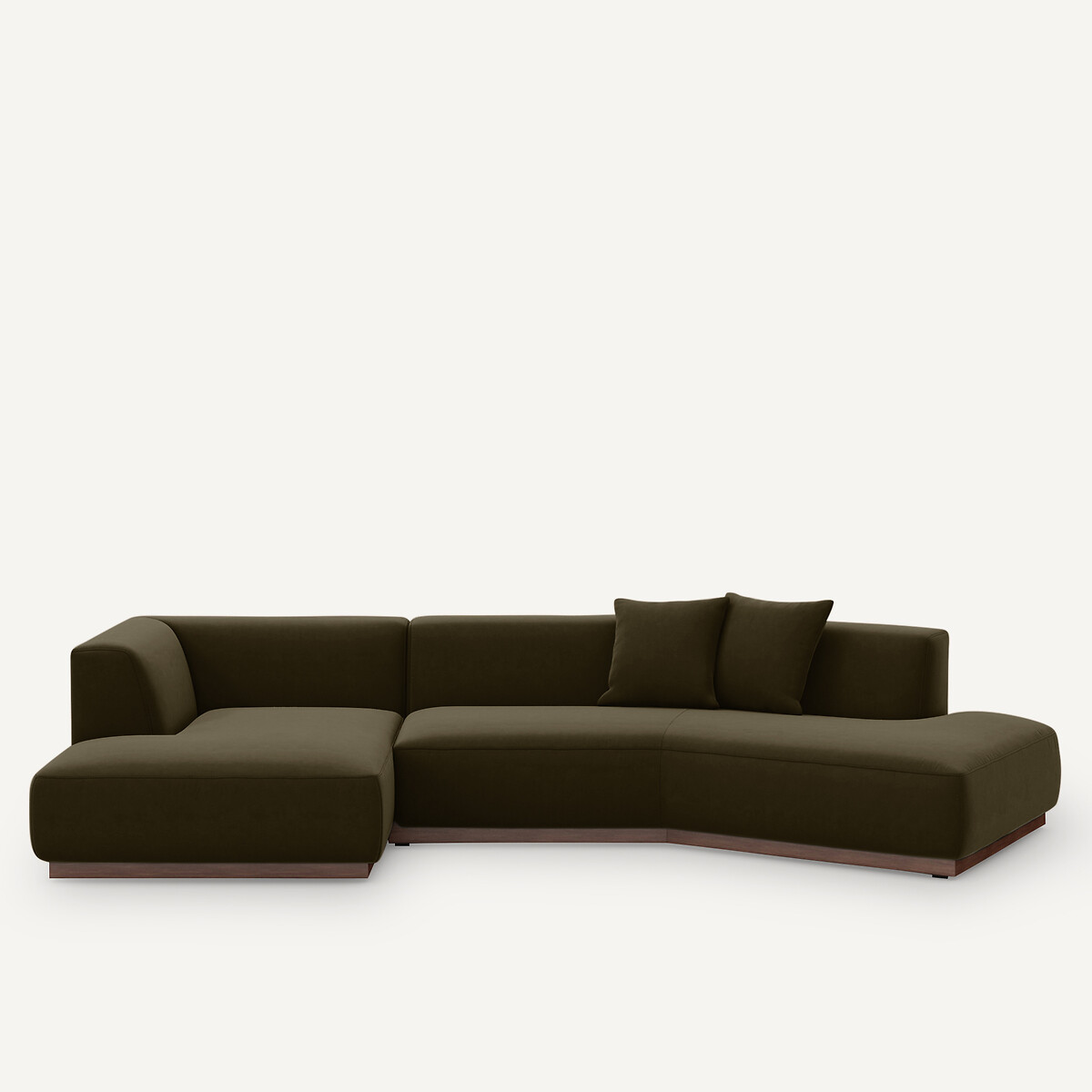 Γωνιακός αριστερός καναπές με βελούδινη ταπετσαρία Μ152xΠ323xΥ67cm