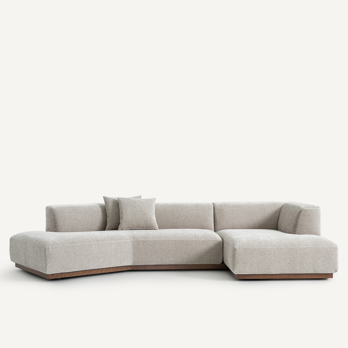 Γωνιακός δεξιός καναπές με σενίλ ταπετσαρία Μ152xΠ323xΥ67cm