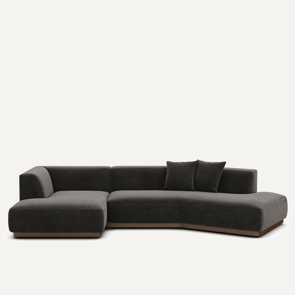 Γωνιακός καναπές με σενίλ ταπετσαρία Μ152xΠ323xΥ67cm