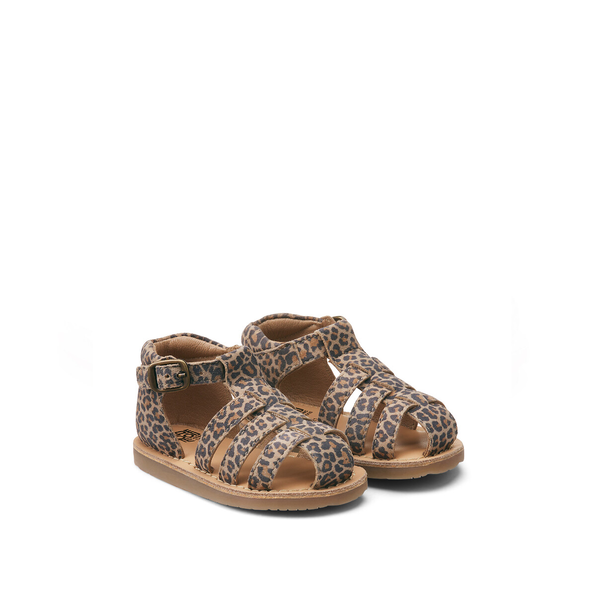 La Redoute Collections Δερμάτινα πέδιλα με λεοπάρ μοτίβο