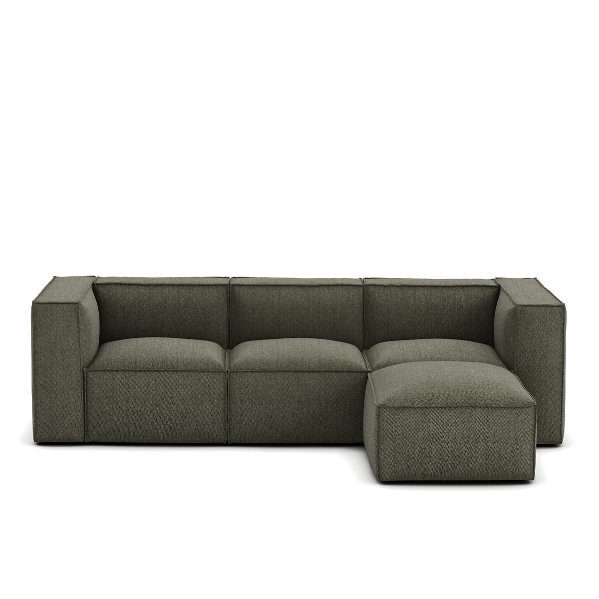 Σύνθεση καναπέ 3 θέσεων και ταμπουρέ με ανάγλυφη ταπετσαρία