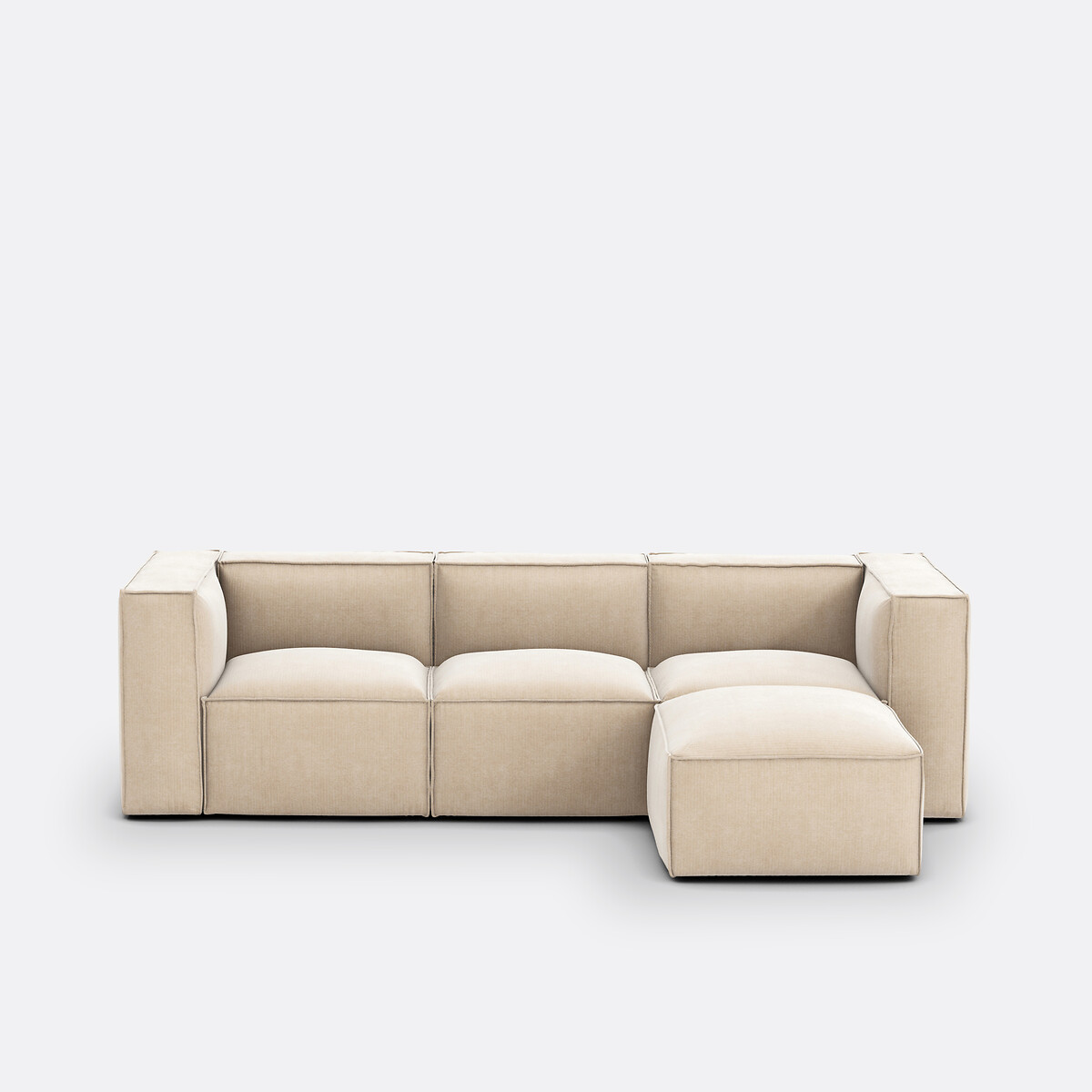 Σύνθεση καναπέ 3 θέσεων και ταμπουρέ με vintage βελούδινη ταπετσαρία Μ95xΠ270xΥ71cm