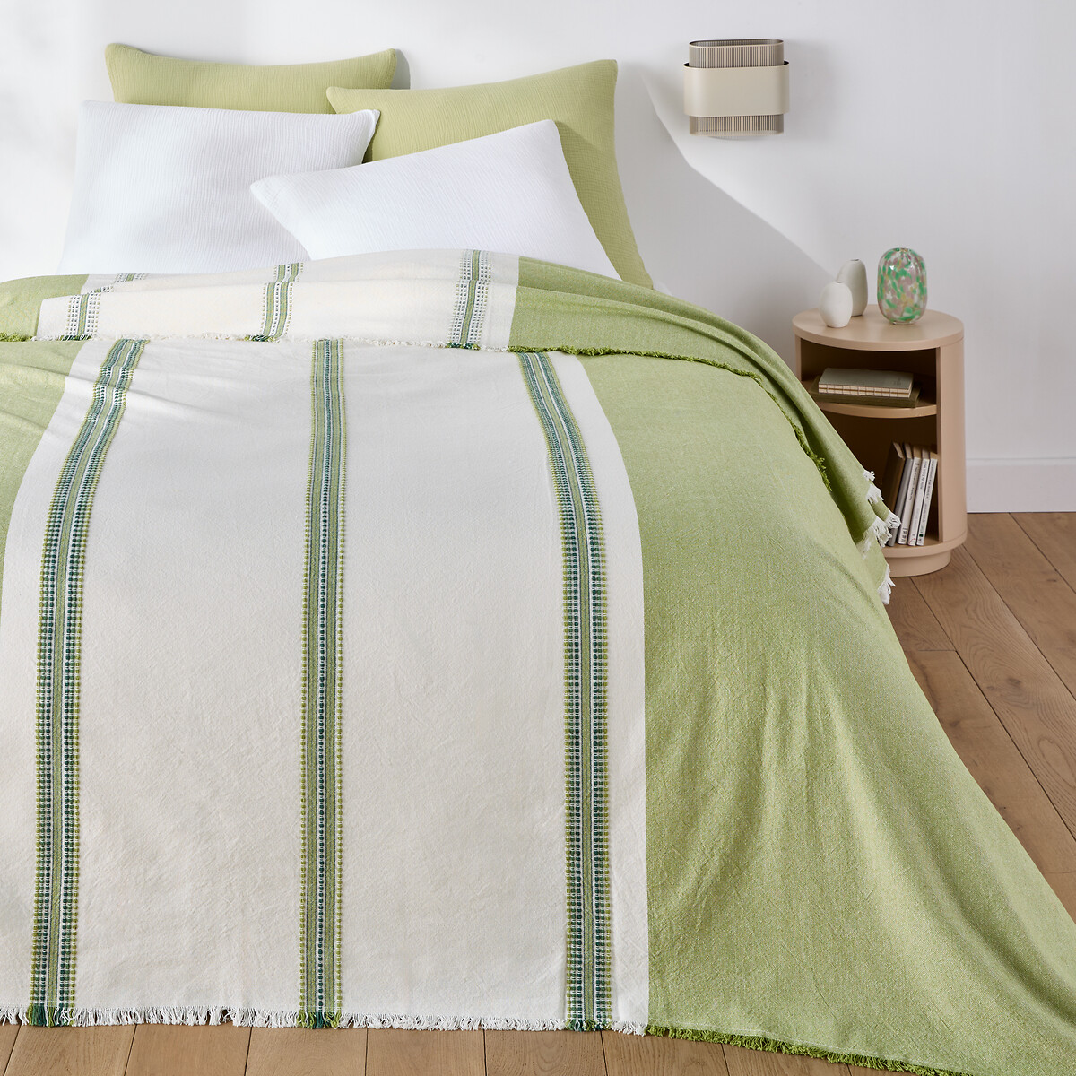 Ριγέ κάλυμμα κρεβατιού από βαμβάκι νηματοβαφή 180x230 cm