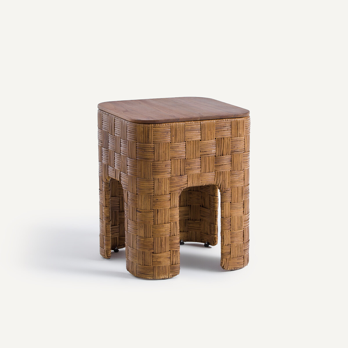 Κομοδίνο από μασίφ ξύλο teak και πλεγμένο ρατάν Μ60xΠ180xΥ46cm