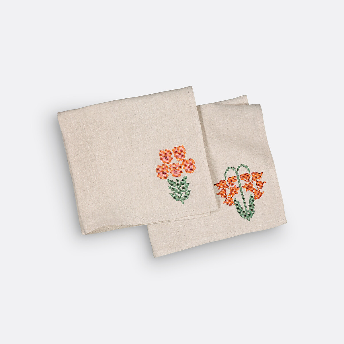 Σετ 2 πετσέτες φαγητού από κεντημένο λινό 45x45 cm