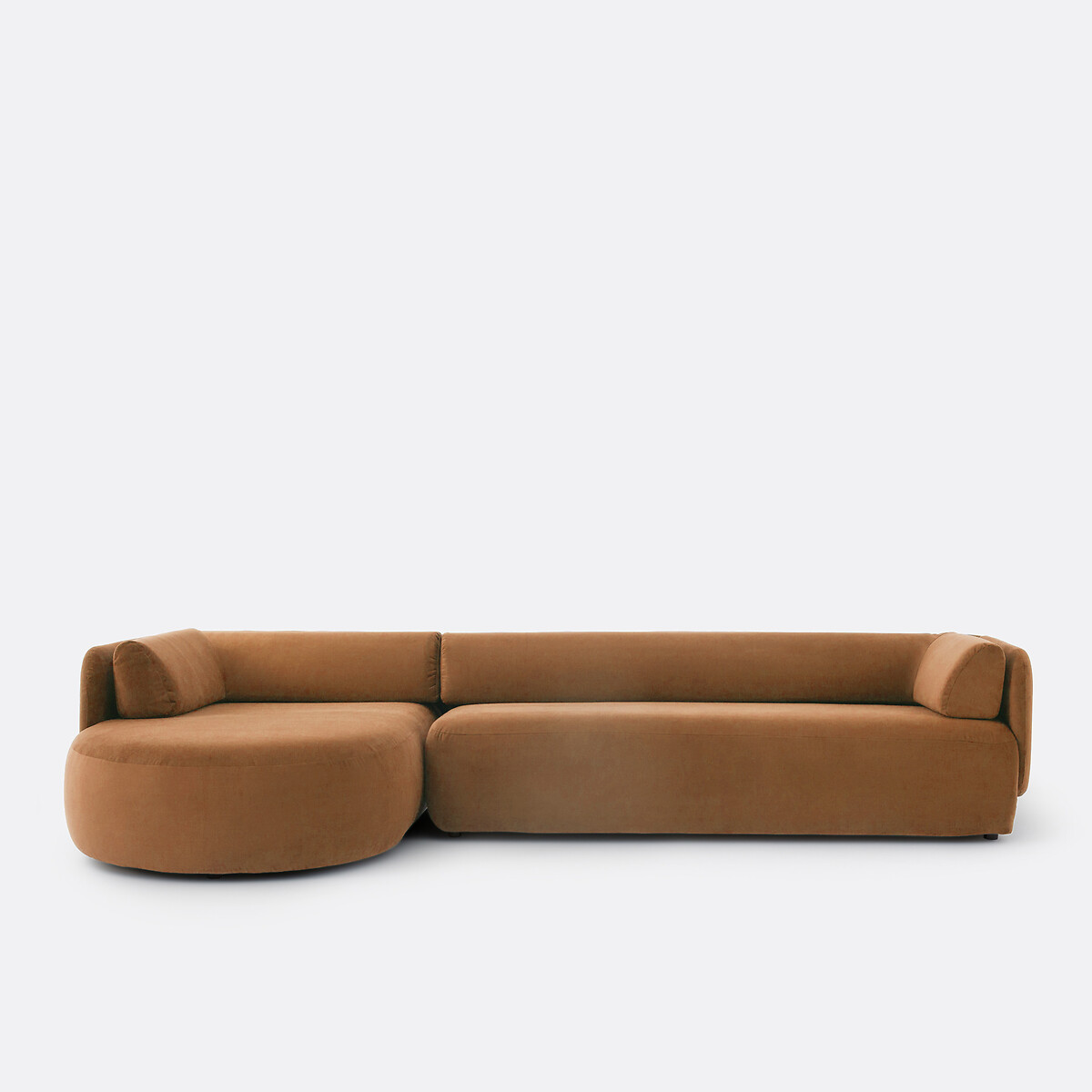 Γωνιακός αριστερός καναπές με χοντρή βελούδινη ταπετσαρία Μ170xΠ325xΥ71cm