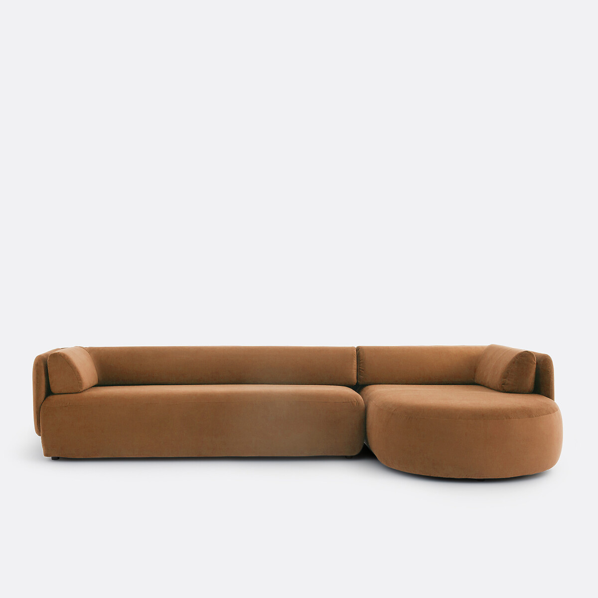 Γωνιακός δεξιός καναπές με χοντρή βελούδινη ταπετσαρία Μ170xΠ325xΥ71cm