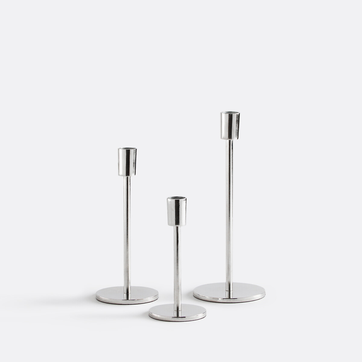 Σετ 3 κηροπήγια από χρωμέ αλουμίνιο Μ10xΠ10cm