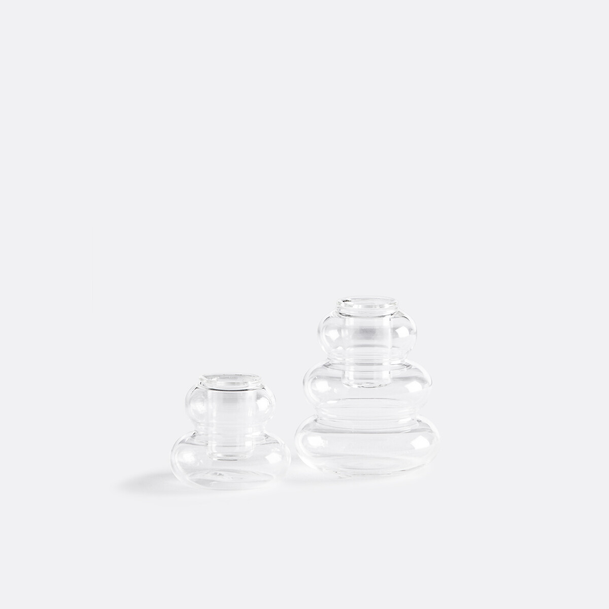 Σετ 2 κηροπήγια από διάφανο γυαλί Υ8cm