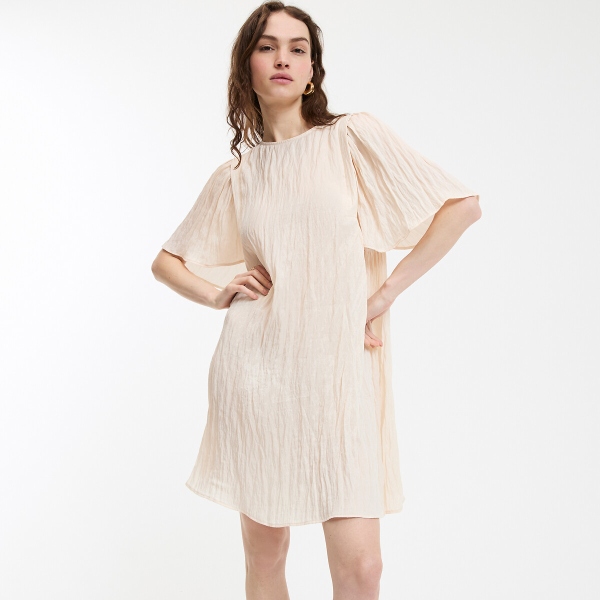 La Redoute Collections Κοντό εβαζέ φόρεμα με κοντά μανίκια πεταλούδα