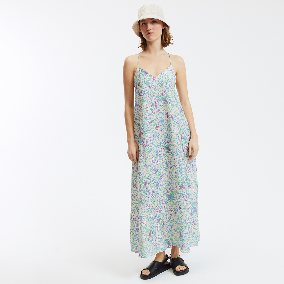 La Redoute Collections Μακρύ εμπριμέ φόρεμα με λεπτές τιράντες