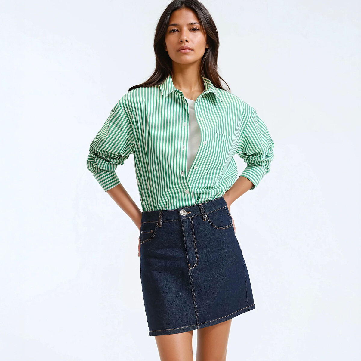 Ριγέ βαμβακερό πουκάμισο