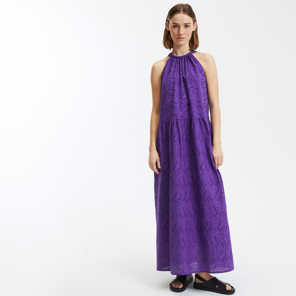 La Redoute Collections Μακρύ φόρεμα χωρίς μανίκια με αγγλική δαντέλα