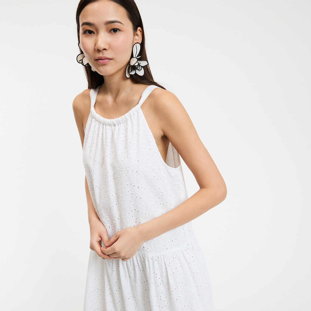 La Redoute Collections Μακρύ φόρεμα χωρίς μανίκια με αγγλική δαντέλα