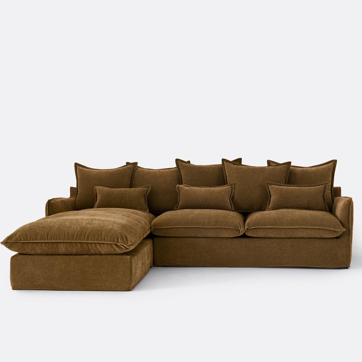 Αριστερή γωνία σύνθεσης καναπέ από μελανζέ πολυέστερ που μετατρέπεται σε κρεβάτι Μ190xΠ294xΥ90cm