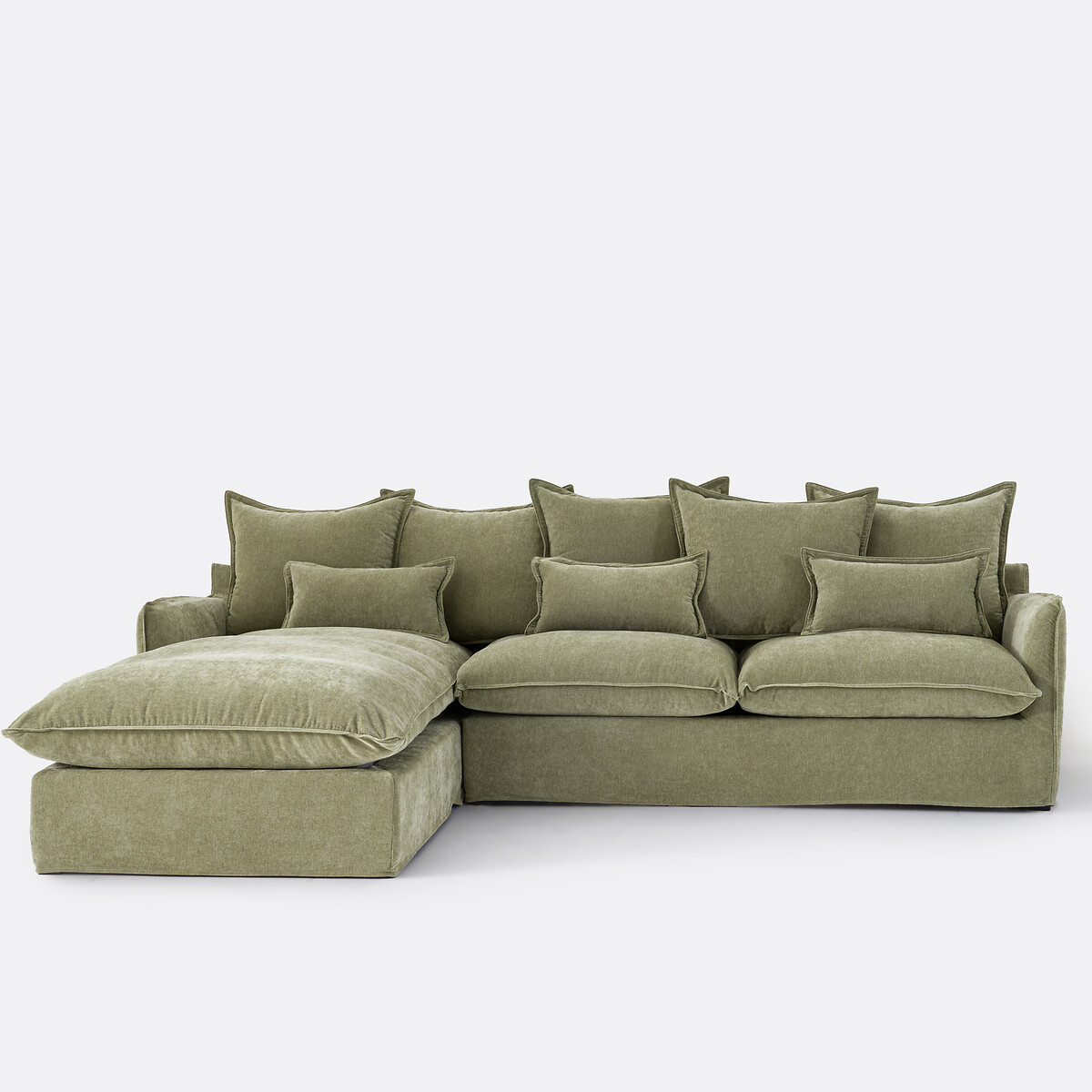 Αριστερή γωνία σύνθεσης καναπέ από μελανζέ πολυέστερ που μετατρέπεται σε κρεβάτι Μ190xΠ294xΥ90cm