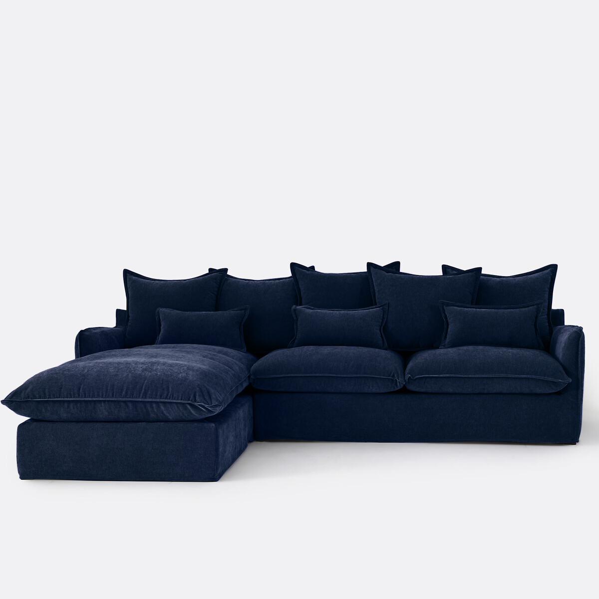 Αριστερή γωνία σύνθεσης καναπέ από μελανζέ πολυέστερ που μετατρέπεται σε κρεβάτι Μ190xΠ294xΥ90cm