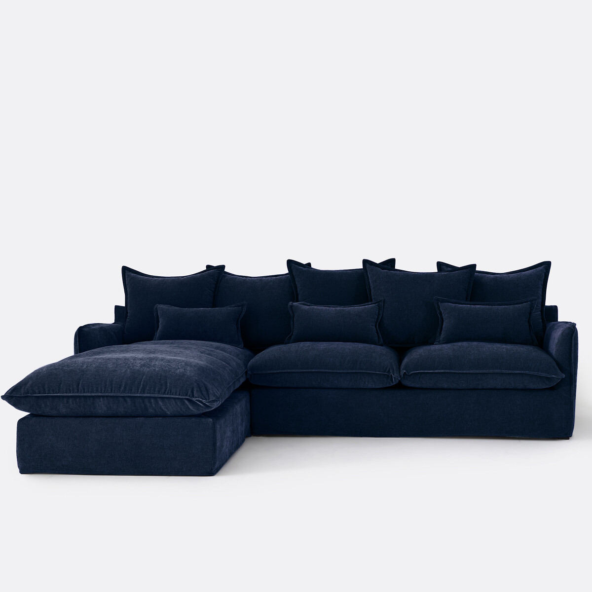 La Redoute Interieurs Γωνιακός αριστερός καναπές με μελανζέ ταπετσαρία από πολυέστερ Μ190xΠ294xΥ90cm