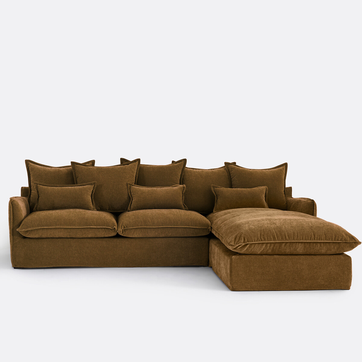 Δεξιά γωνία σύνθεσης καναπέ από μελανζέ πολυέστερ που μετατρέπεται σε κρεβάτι Μ190xΠ294xΥ90cm