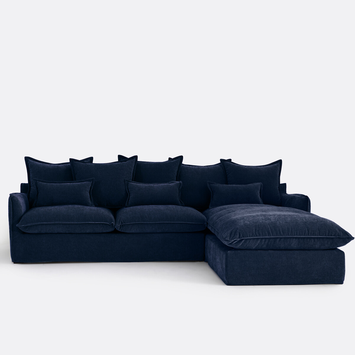 Δεξιά γωνία σύνθεσης καναπέ από μελανζέ πολυέστερ που μετατρέπεται σε κρεβάτι Μ190xΠ294xΥ90cm