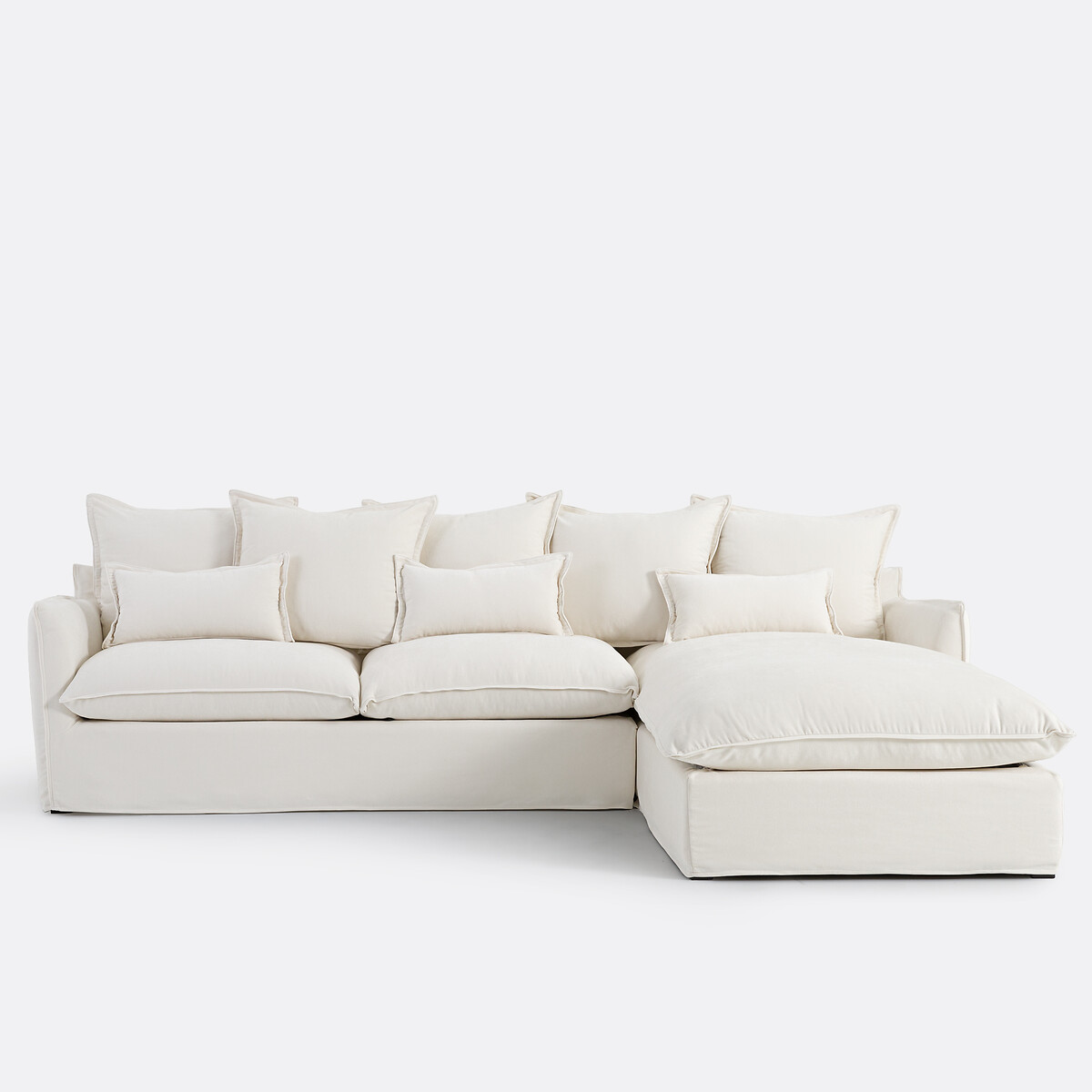 Δεξιά γωνία σύνθεσης καναπέ από μελανζέ πολυέστερ που μετατρέπεται σε κρεβάτι Μ190xΠ294xΥ90cm