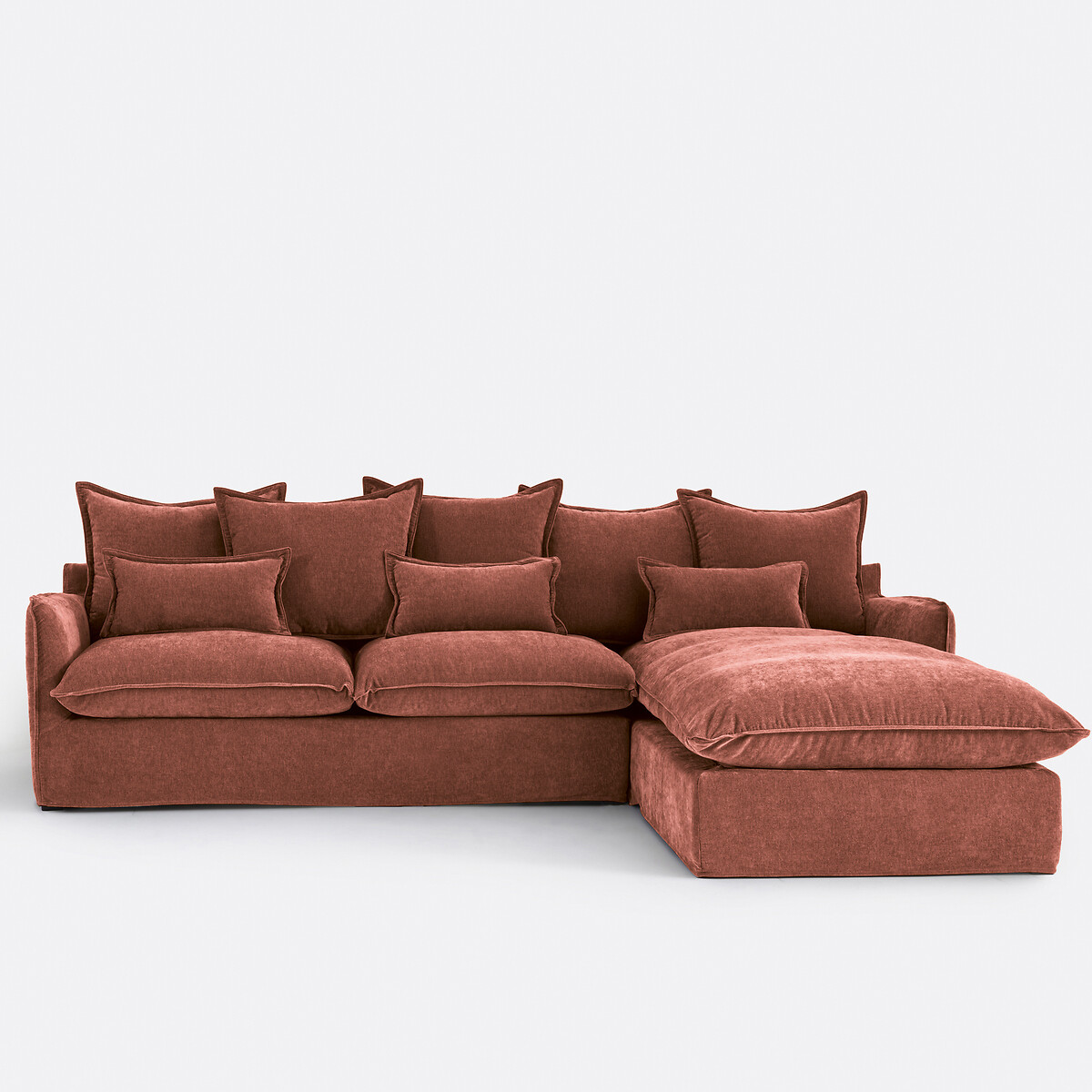 Δεξιά γωνία σύνθεσης καναπέ από μελανζέ πολυέστερ που μετατρέπεται σε κρεβάτι Μ190xΠ294xΥ90cm