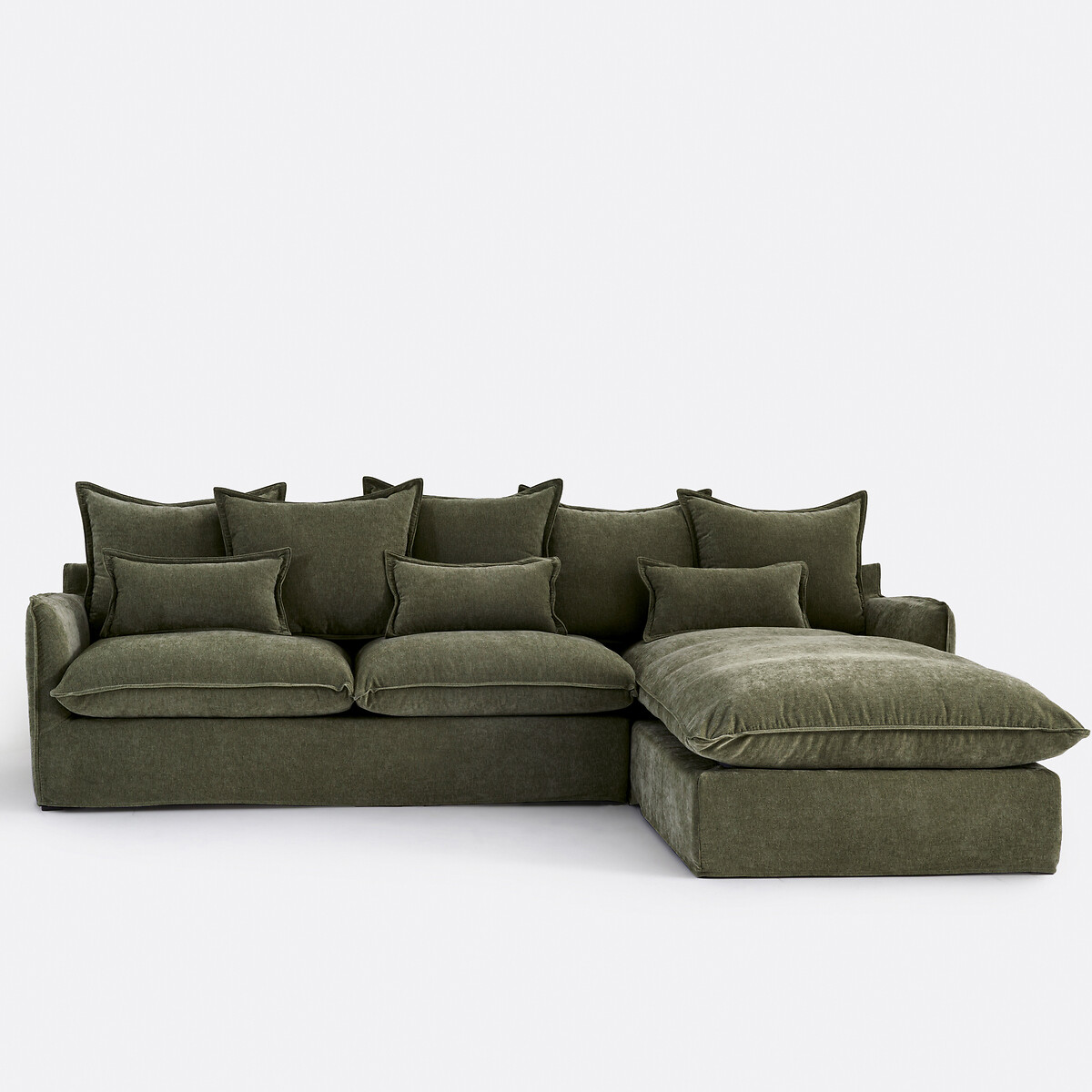 Δεξιά γωνία σύνθεσης καναπέ από μελανζέ πολυέστερ που μετατρέπεται σε κρεβάτι Μ190xΠ294xΥ90cm